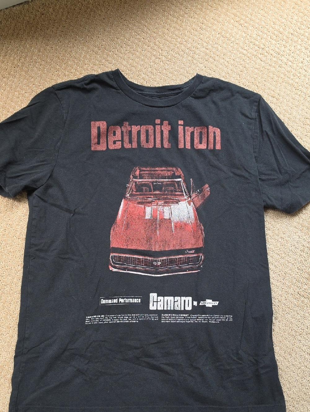 GAP Black Tee with Red 'Detroit Iron' Camaro Graphic